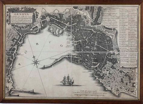 Mappa Della Città Di Genova Divisa In Quattro Parti Giacomo Brusco