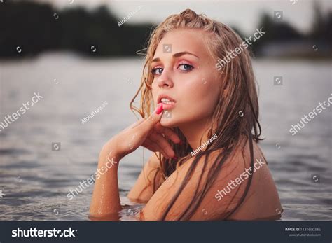 Beautiful Blonde Girl Water Stock Photo 1131690386 Shutterstock