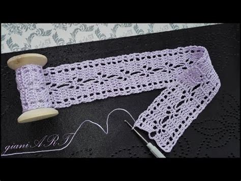 Easy To Crochet Lace Tape Ribbon Pattern Design Four Rows Repeat