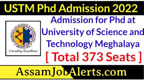 USTM Phd Admission 2022 - Total 373 Seats - Assam Job Alert