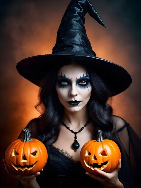 Beautiful Woman In Witch Costume With Halloween Makeup Halloween Candle