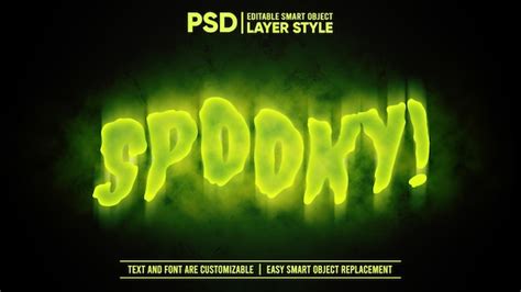 Spooky Halloween Green Glowing Text Avec Effet De Texte Modifiable De