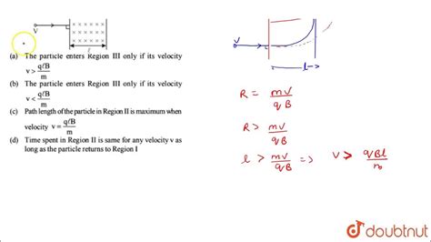 A Particle Of Mass `m`and Charge `q` Moving With Velocity `v` Enters Region `ii` Normal Youtube