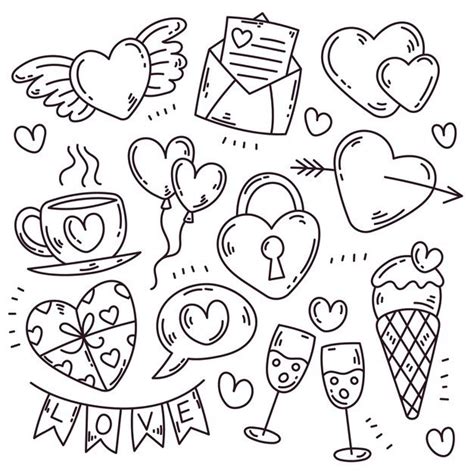 Free Vector Doodle Valentines Day Element Collection Doodle Art For