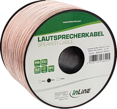 König Luidspreker Kabel Transparant 50 meter 2 x 2 5 mm² bol