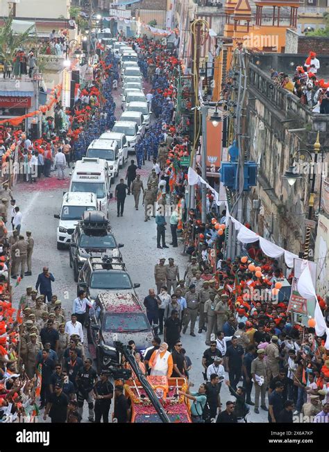 A View Of India S Prime Minister Narendra Modi S Roadshow As Part Of An