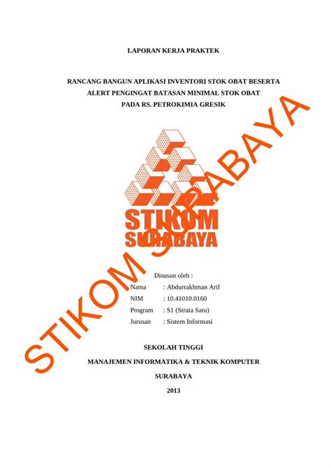 PDF LAPORAN KERJA PRAKTEK Sir Stikom Edusir Stikom Edu 154 1 Cover