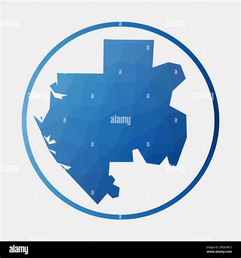 Gabon Icon Polygonal Map Of The Country In Gradient Ring Round Low