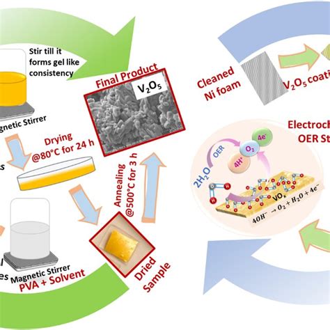 Schematic representation of the V2O5 synthesis and its OER experiment ...