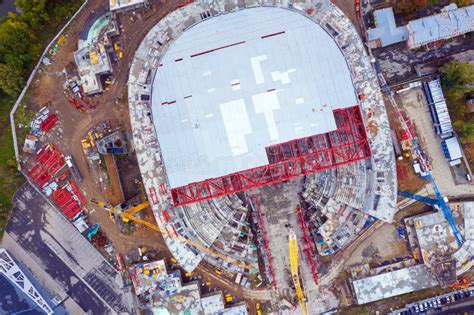 Aerial View of the Construction of New Stadium in a Modern City Stock ...