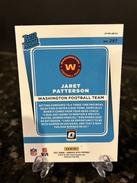 2021 Donruss Optic Rated Rookie Purple Shock Jaret Patterson Rookie