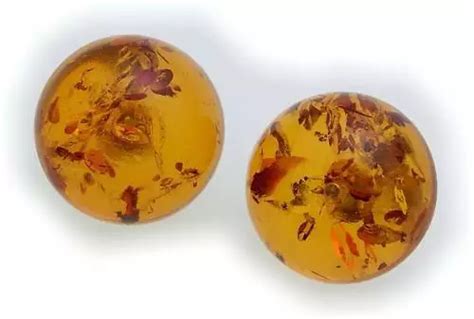 Femme Boucles D Oreilles Vrai Ambre Mm Demi Boule Or Jaune Eur