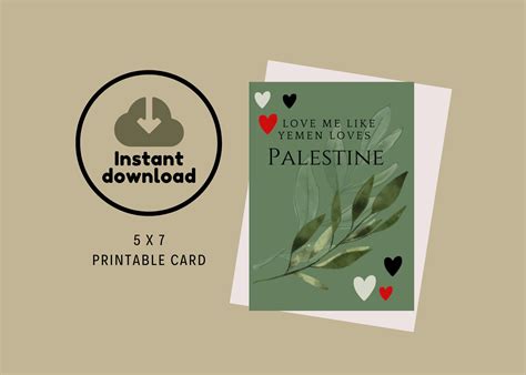 Palestine Love Card Png Instant Download Card Keffiyeh Yemen Loves