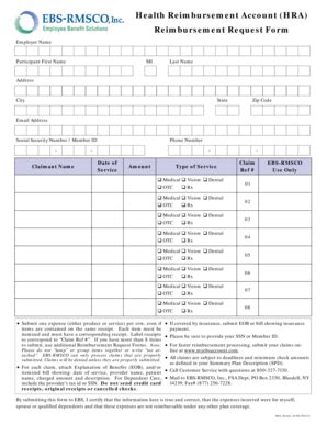 Fillable Online Health Reimbursement Account HRA Reimbursement