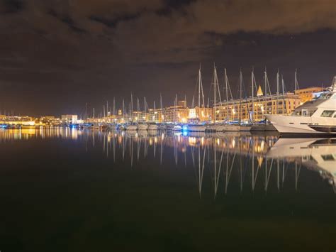 Old Port of Marseille by Night Stock Photo - Image of port, blue: 147788692