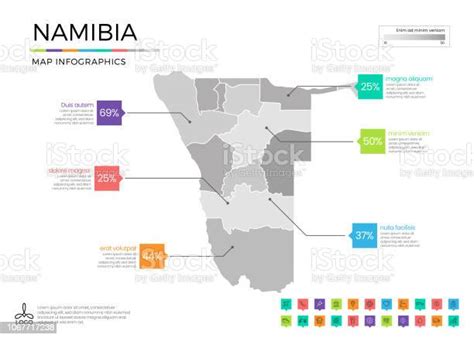 Namibia Map Infographics With Editable Separated Layers Zones Elements And District Area In