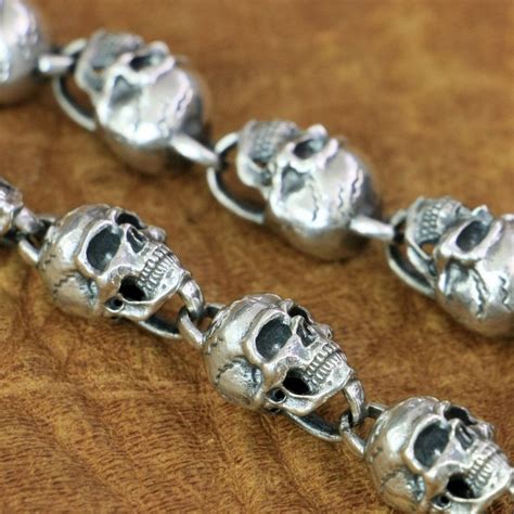 Silver Skull Bracelet 925 Sterling Silver Men Skull Jewelry Etsy