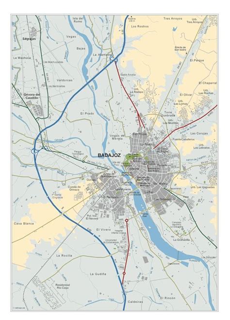 Mapa Badajoz Illustrator Freehand