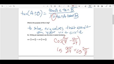 Precalculus 5 4 Sum And Difference Formula Youtube