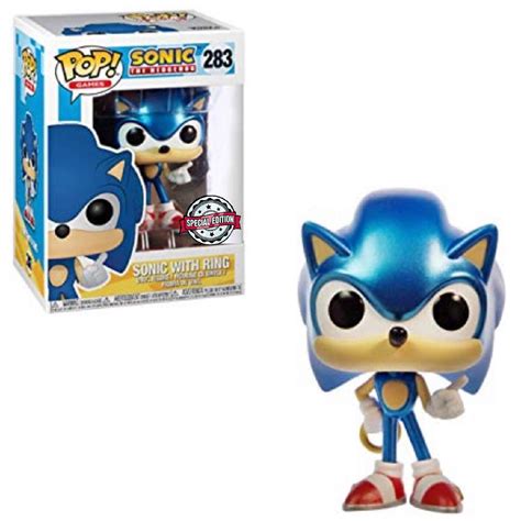 Sonic The Hedgehog Sonic With Ring Metallic Funko Pop Vinyl Toys