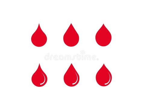 Red Blood Drop Icon Set Red Droplet Illustration Symbol Stock