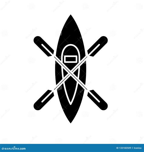 Kayaking Boat Black Icon Vector Sign On Isolated Background Kayaking