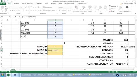 LECCIÓN 01 FUNCIONES ESTADÍSTICAS OK CURSO COMPLETO DE EXCEL YouTube