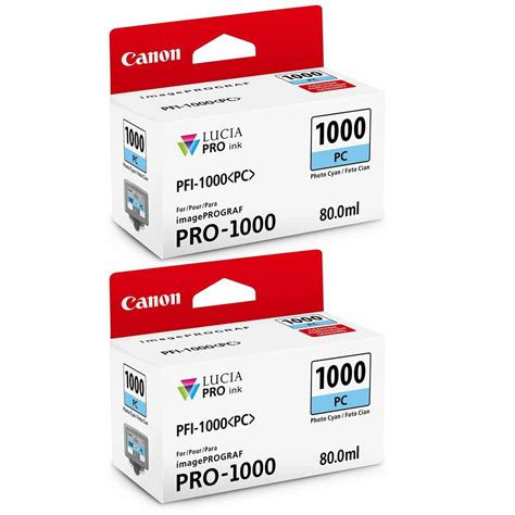 Canon 2 Pack PFI 1000PC Photo Cyan LUCIA PRO Ink For ImagePROGRAF PRO