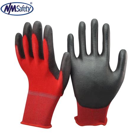 Nmsafety Pu Coat Dmf Free Esd Touch Screen Knit Work Gloves Logo High