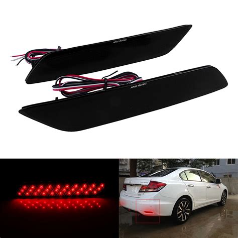 ANGRONG Refletor Traseiro LED Vermelho Para Honda Civic Freio Traseiro