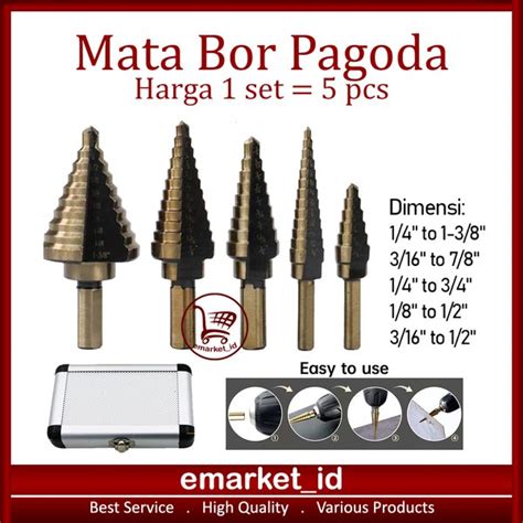 Jual Mata Bor Pagoda In Aluminium Box Spiral Hss Step Drill Bit