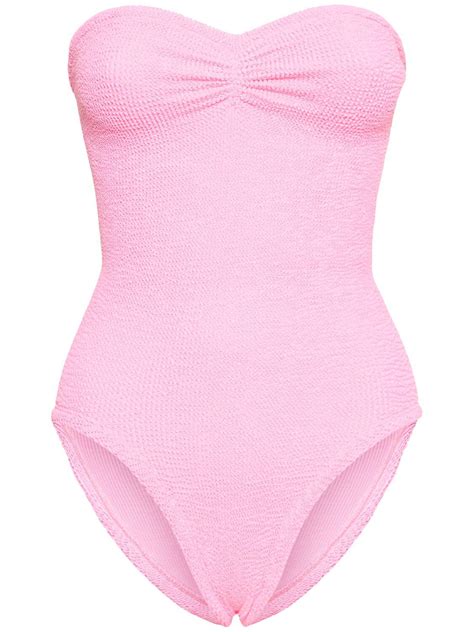 Hunza G Brooke One Piece Strapless Swimsuit In Pink Lyst