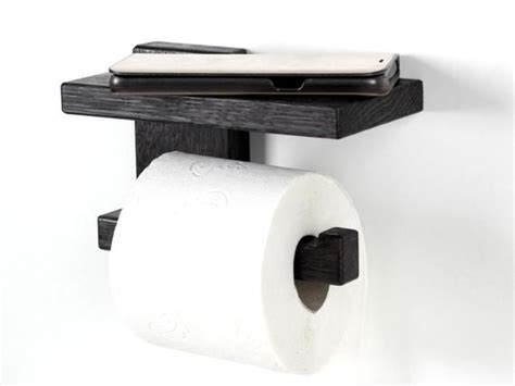 Black Toilet Paper Holder With Shelf Toilet Roll Holder Etsy Black