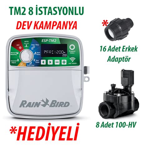 Rain Bird Dış Mekan TM2 8 İstasyonlu Kontrol Ünitesi ve 8 Adet 100HV