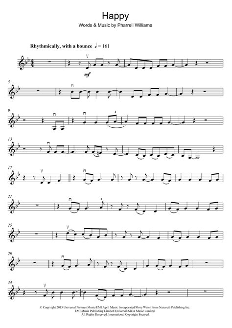 Happy By Pharrell Williams Sheet Music For Violin Solo At Sheet Music