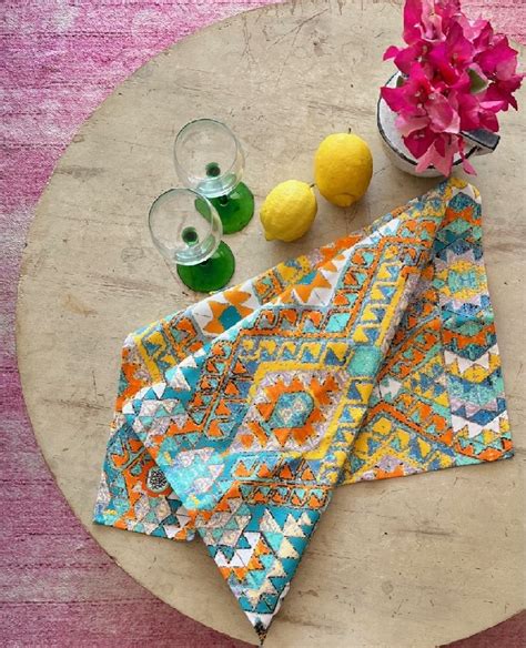 Tea Towel – Kelim Turquoise | Anna Chandler Design