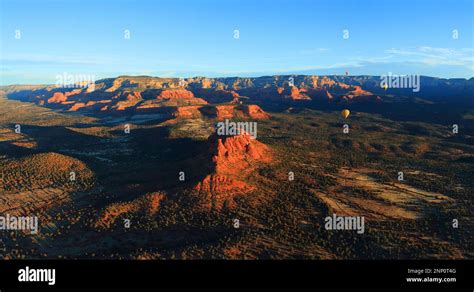 Hot Air Balloon Over Sedona Arizona Usa Stock Photo Alamy