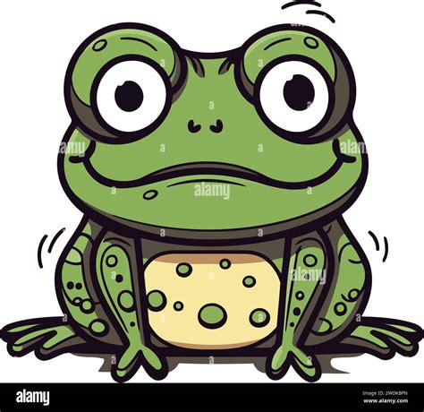 Frog Vector Illustration Cute Cartoon Frog With Big Eyes Stock Vector