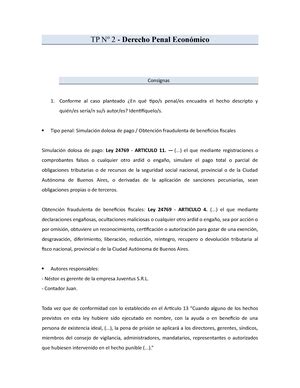 Tp 3 Derecho Penal Económico TRABAJO PRÁCTICO N º 3 Carrera Abogacía