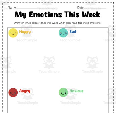 My Emotions This Week Worksheet by Teach Simple