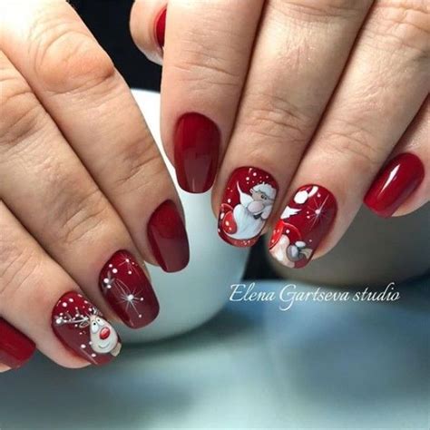 Красный новогодний маникюр 2019 | Nailspiration.net | Art ongles thème ...