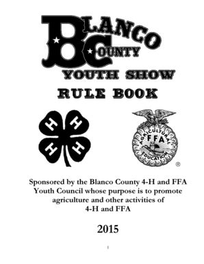 Fillable Online Blanco Agrilife 2015 RULE BOOK Blanco County