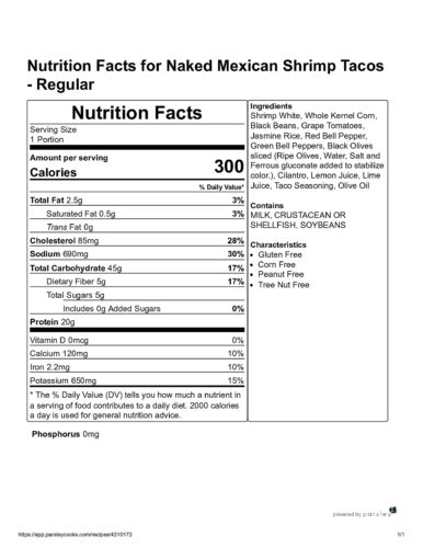 Naked Mexican Shrimp Tacos Balanced Body Foods