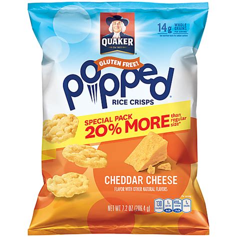 Quaker Popped Cheddar Cheese Rice Crisps Oz Bag Snacks Chips