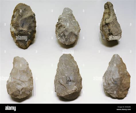 Hand Axes Flint Acheulean Paleolithic Torralba Province Of Soria