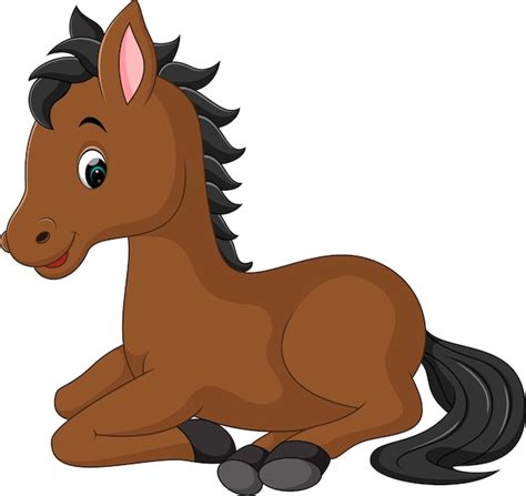 Feliz Caballo De Dibujos Animados Vector Premium