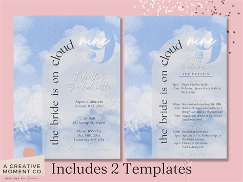 Bride On Cloud Nine Bachelorette Invitation Template Could 9