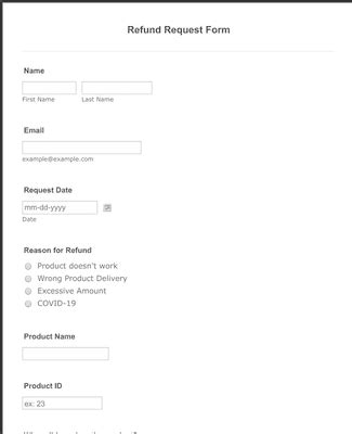 Refund Request Form Template JotForm