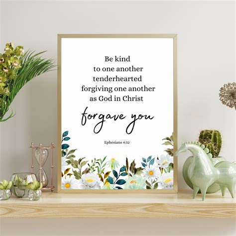 Ephesians 432 Be Kind Bible Verse Printable Minimalistic Quote Floral