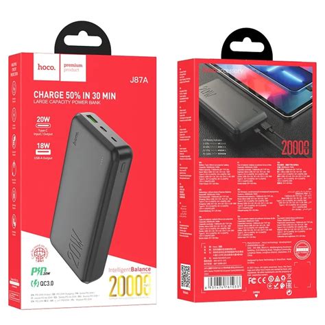 Hoco J87A | Powerbank με USB-A και USB-C, PD20W, 20000mAh, μαύρο ...